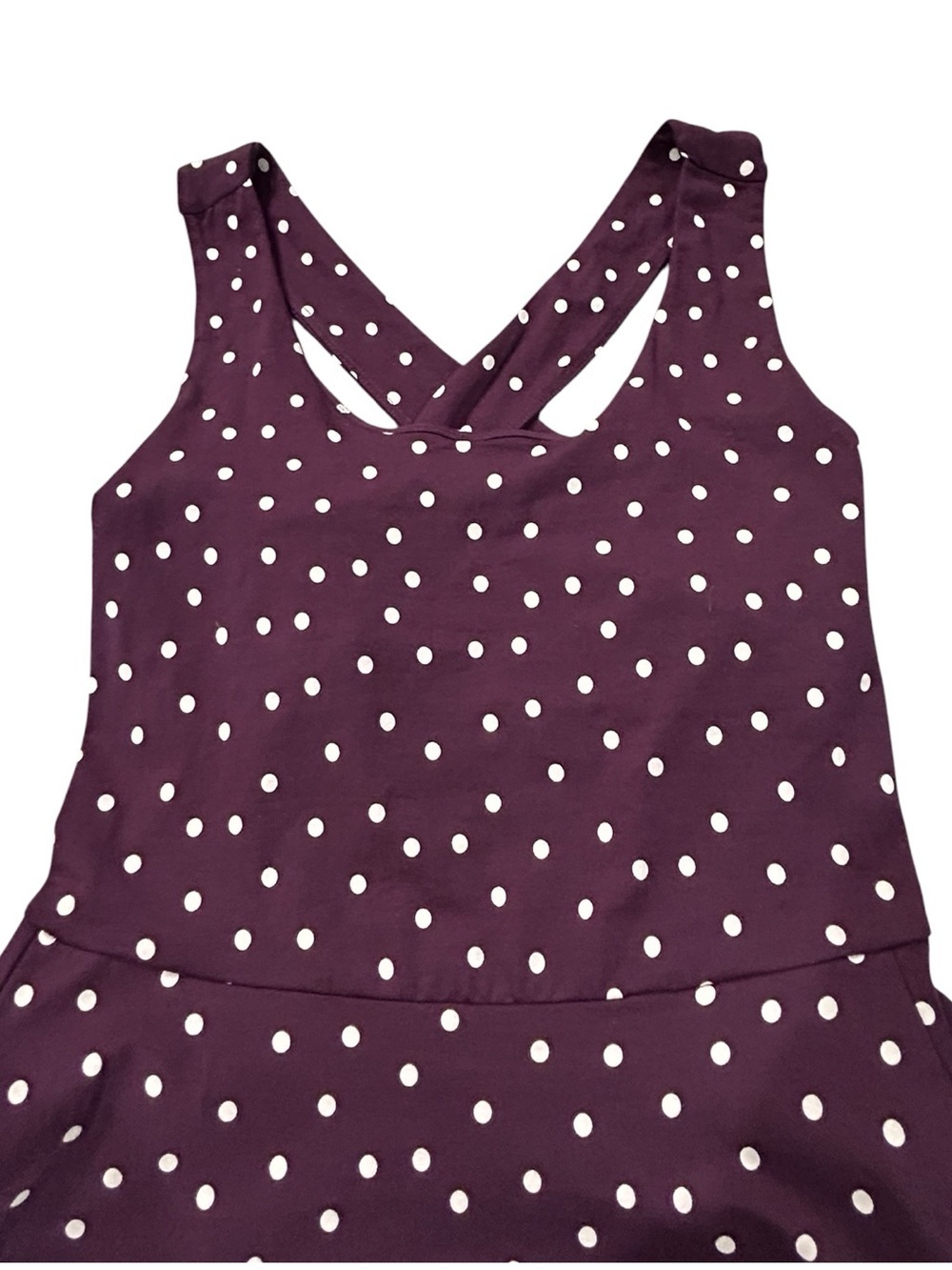 Pact Organic Fit & Flare Maxi Dress NWOT Sz S Purple White Polka Dots Cotton - Picture 9 of 16